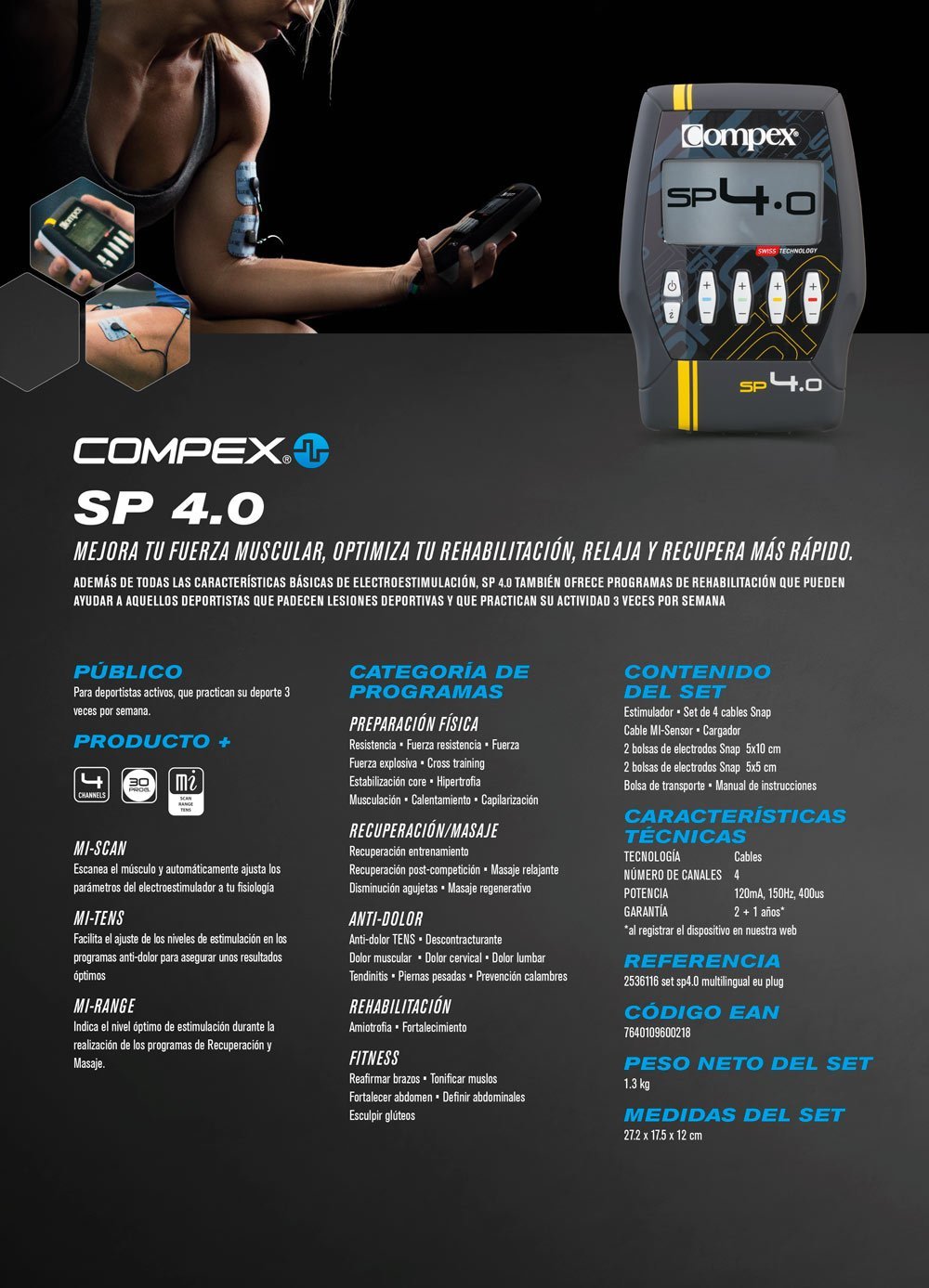 Electro Estimulador Muscular SP 4.0, Compex
